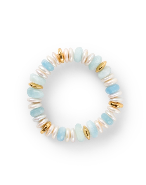 Product image - Nest - Aquamarine and Pearl Stretch Bracelet