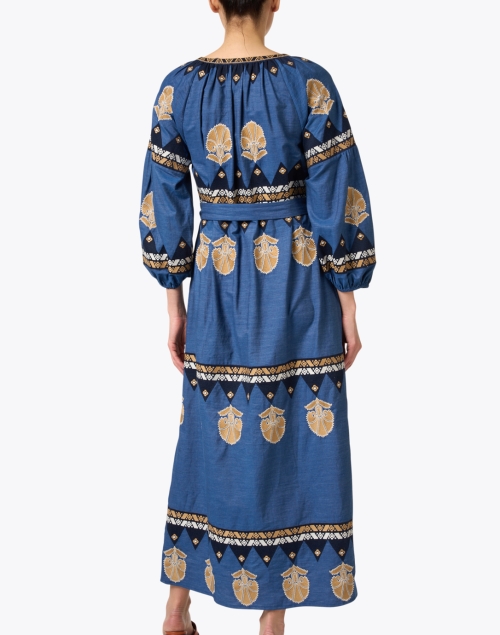 Back image - Figue - Tula Chambray Blue Print Dress