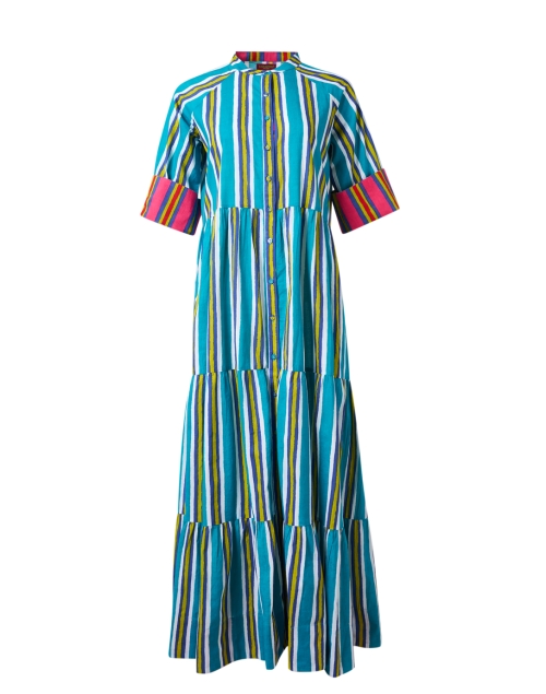 Product image - Lisa Corti - Rambagh Turquoise Multi Stripe Cotton Dress