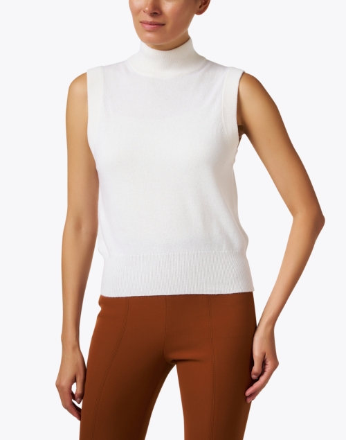 Front image - Allude - Ivory Wool Cashmere Turtleneck Top