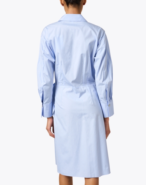 Back image - Vince - Light Blue Cotton Wrap Shirt Dress