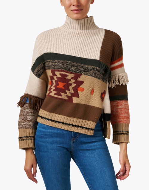 Front image - Weekend Max Mara - Affori Beige Patchwork Sweater 