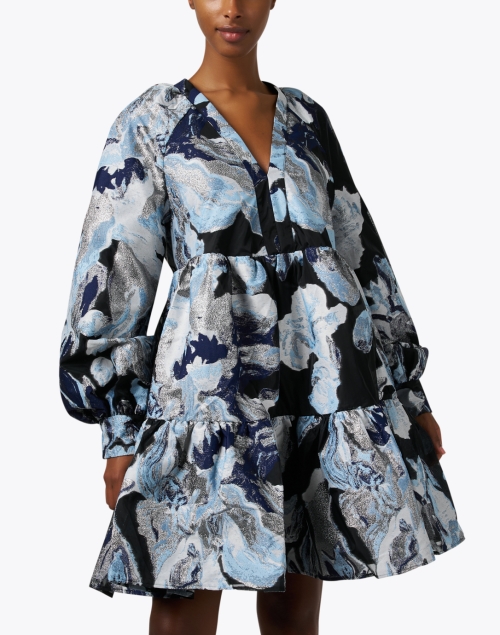 Front image - Stine Goya - Jasmine Blue Multi Jacquard Organza Dress