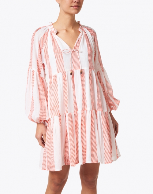 Front image - Oliphant - Whistler Coral and White Stripe Dress