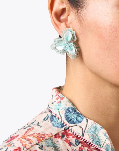 Poppy Blue Flower Stud Earrings