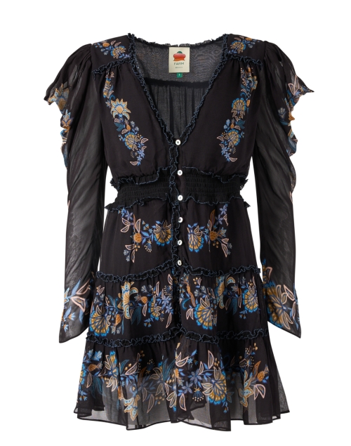 Product image - Farm Rio - Black Floral Embroidered Ruffle Dress