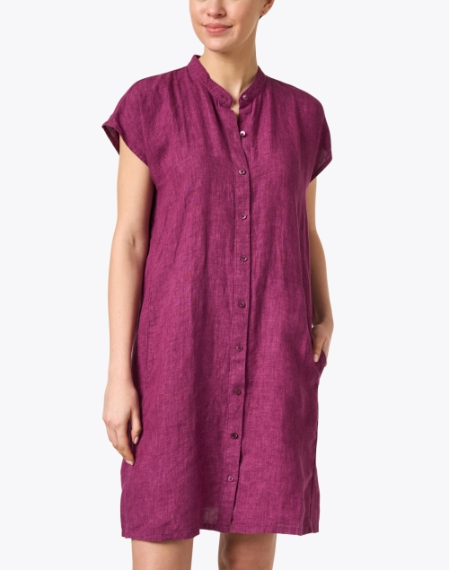 Front image - Eileen Fisher - Purple Linen Dress