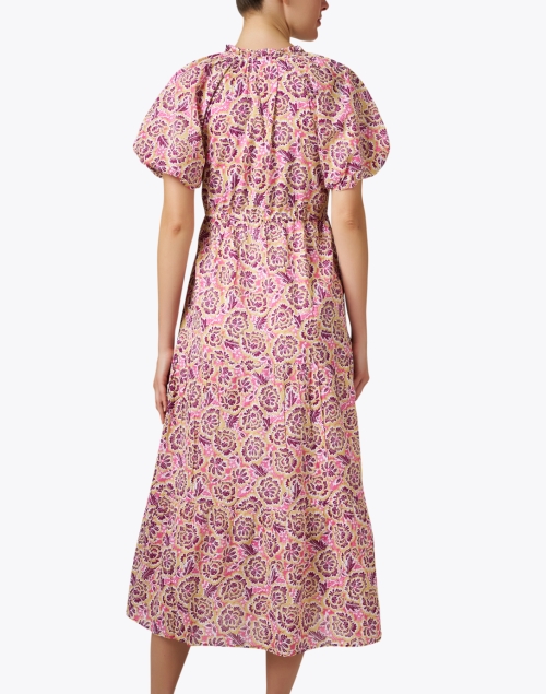 Back image - Banjanan - Poppy Pink Floral Print Cotton Dress