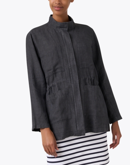 Front image - Eileen Fisher - Grey Linen Jacket
