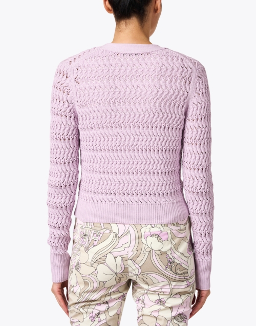 Back image - White + Warren - Lavender Crocheted Cotton Cardigan