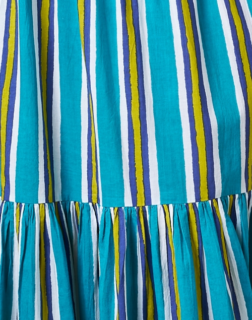 Fabric image - Lisa Corti - Rambagh Turquoise Multi Stripe Cotton Dress