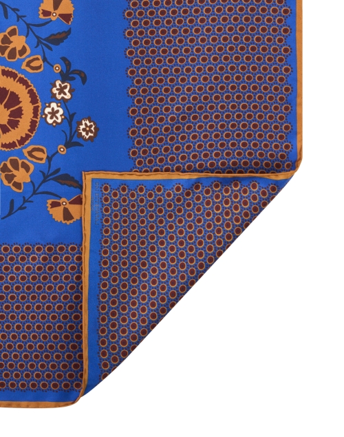 Back image - Lafayette 148 New York - Bohemia Blue and Orange Bloom Print Silk Scarf