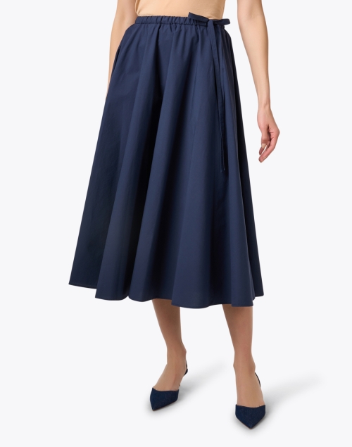 Front image - Odeeh - Navy Cotton Pleated Skirt