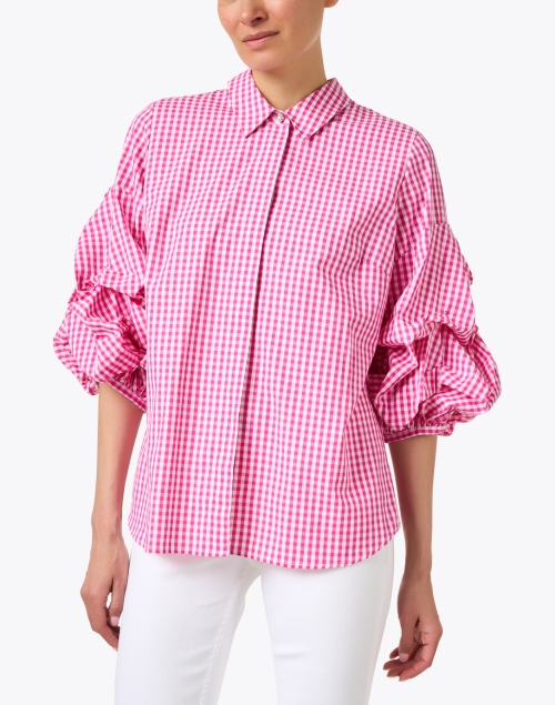 Front image - Weill - Salla Fuchsia Gingham Cotton Shirt