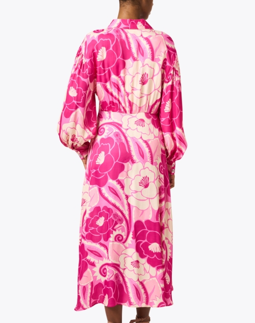 Back image - Farm Rio - Pink Tropical Print Shirt Dress