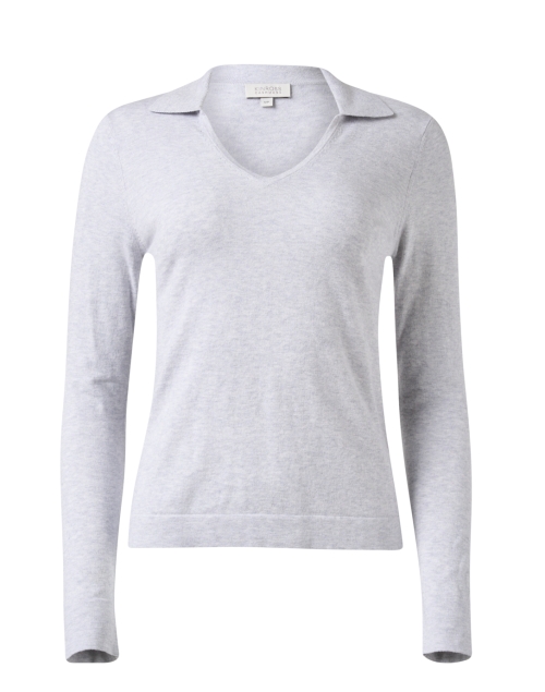 Product image - Kinross - Grey Cotton Cashmere Polo Sweater