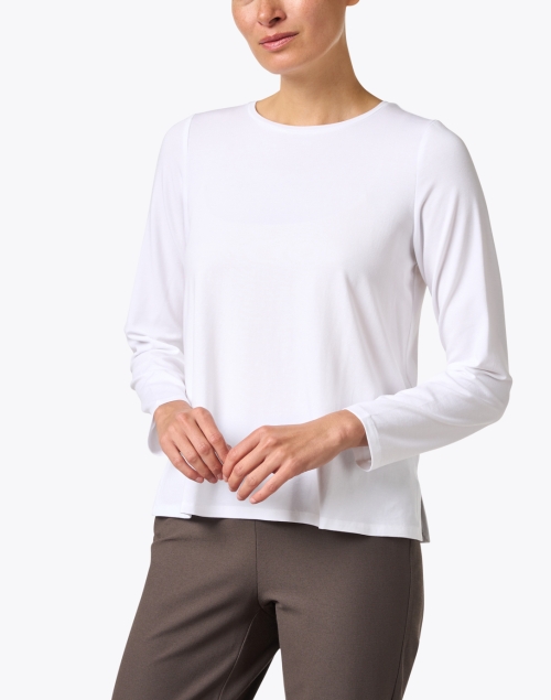 Front image - Eileen Fisher - White Stretch Jersey Top