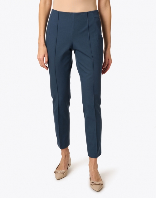 Front image - Lafayette 148 New York - Gramercy Navy Stretch Pintuck Pant