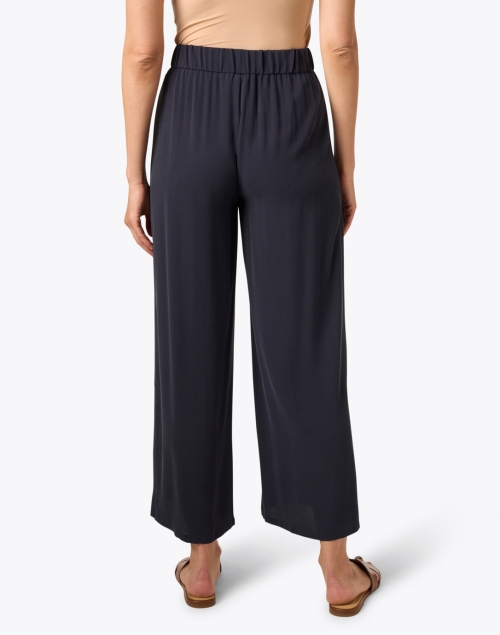 Back image - Eileen Fisher - Navy Silk Georgette Crepe Ankle Pant