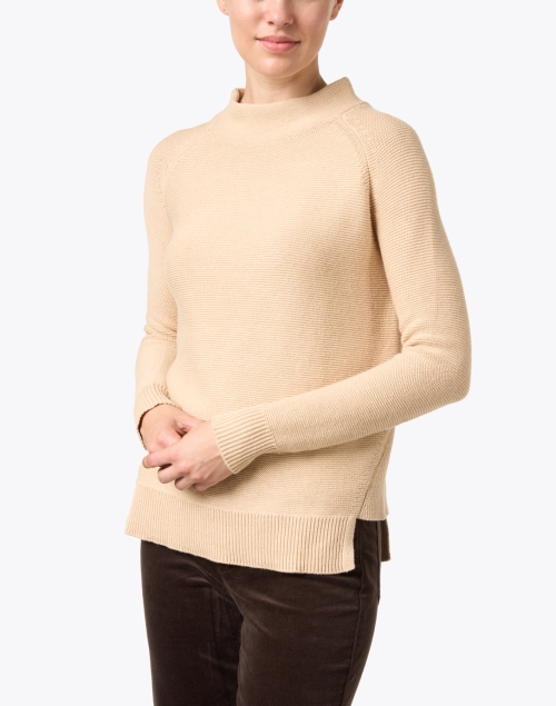 Front image - Kinross - Tan Garter Stitch Cotton Sweater