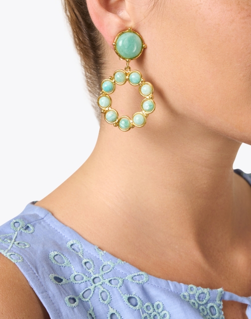 Look image - Sylvia Toledano - Gold and Amazonite Drop Earrings