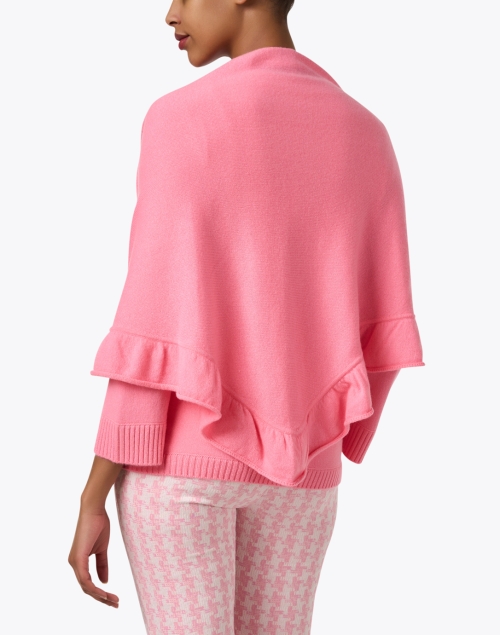 Back image - Kinross - Pink Cashmere Ruffle Trim Wrap