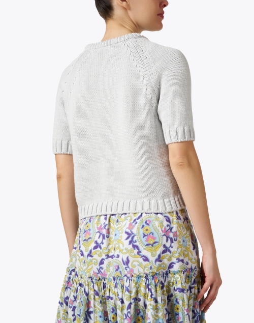 Back image - White + Warren - Grey Cotton Short Sleeve Sweater