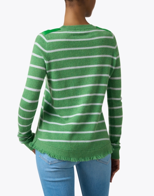Back image - Cortland Park - Green Striped Cashmere Sweater