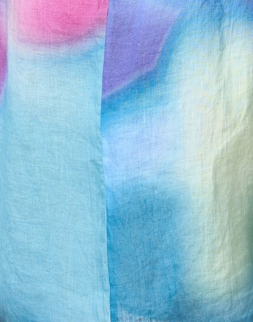 Fabric image - 120% Lino - Blue Multi Print Linen Shirt Dress