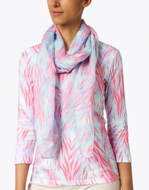 Coral Wispy Tiger Print Modal and Linen Scarf