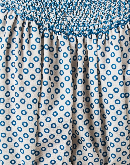 Fabric image - Loretta Caponi - Maria Blue Dotted Tie Blouse