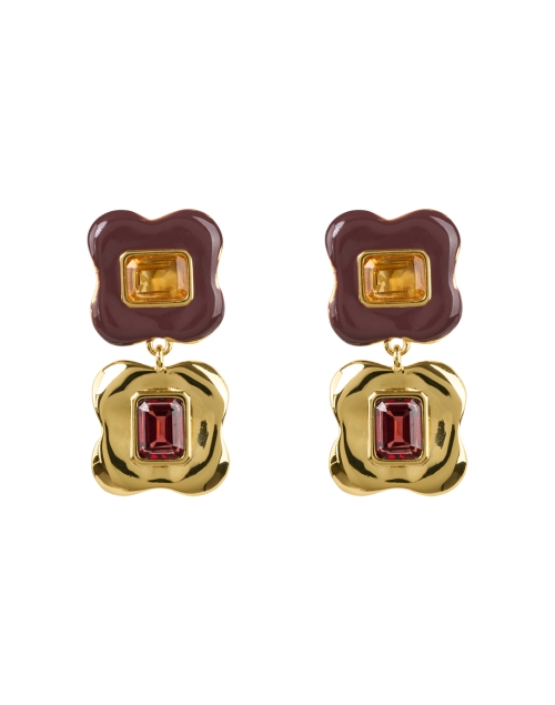 Product image - Lizzie Fortunato - Clover Burgundy Stone Earrings