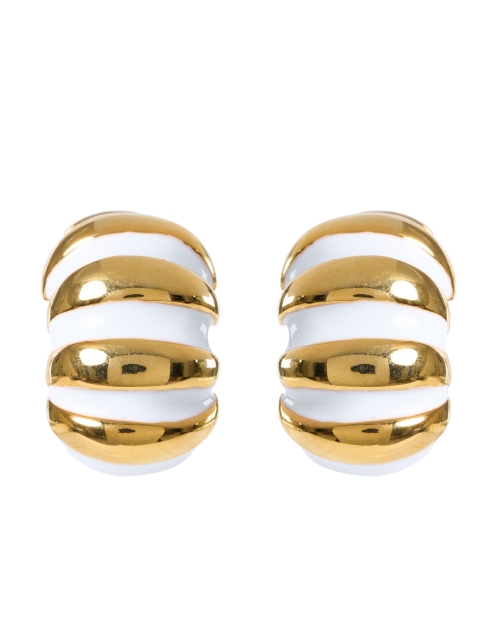 Kenneth Jay Lane White and Gold Clip Earring