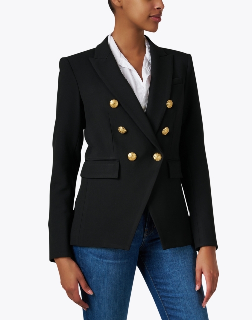 Front image - Veronica Beard - Miller Black Dickey Jacket with Gold Buttons