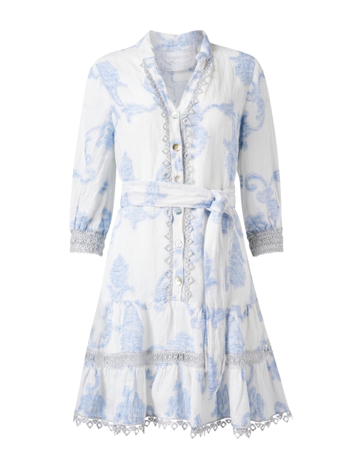 Product image - Temptation Positano - Tokyo White and Blue Embroidered Linen Dress