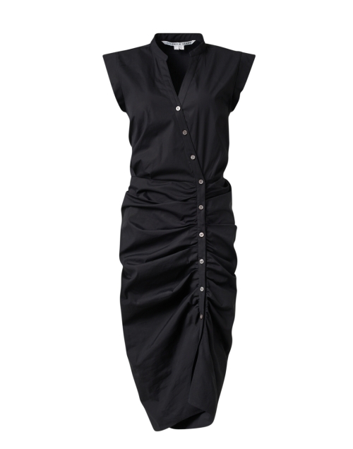 Product image - Veronica Beard - Black Stretch Cotton Ruched Shirt Dress