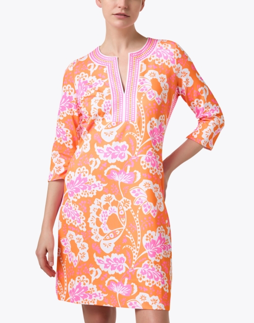 Front image - Gretchen Scott - Orange and Pink Printed Jersey Dress