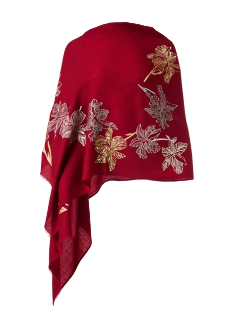 Product image - Janavi - Burgundy Glowing Garden Floral Embellished Wool Scarf
