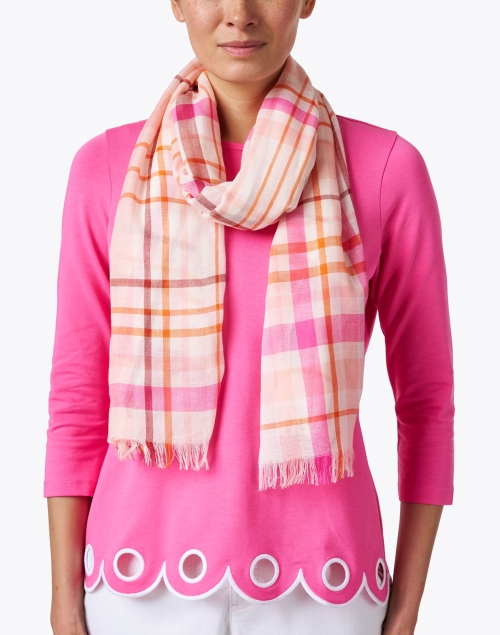 Pink Plaid Wool Scarf
