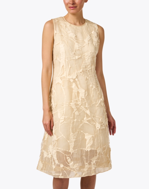 Front image - Lafayette 148 New York - Beige Jacquard Dress