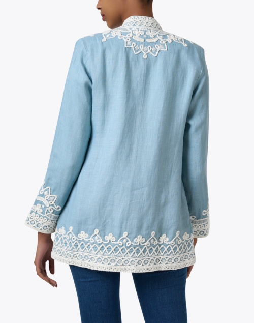 Back image - Bella Tu - Ceci Blue Embroidered Linen Jacket