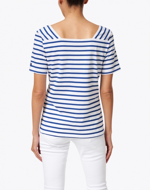 Back image - Saint James - Pleneuf White and Gitane Blue Striped Cotton Top
