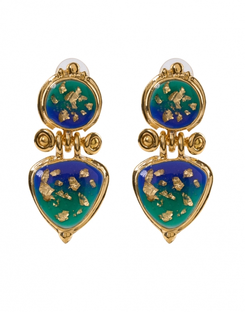 Gas Bijoux - Colorado Green and Gold Drop Clip-On Earring 