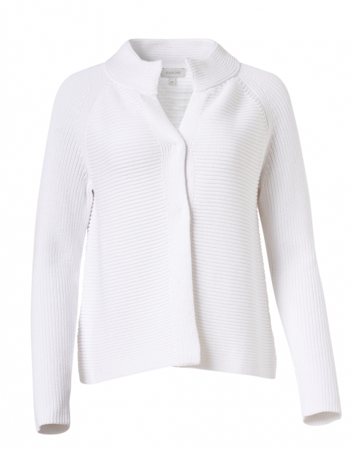 Product image - Kinross - White Ribbed Cotton Cardigan