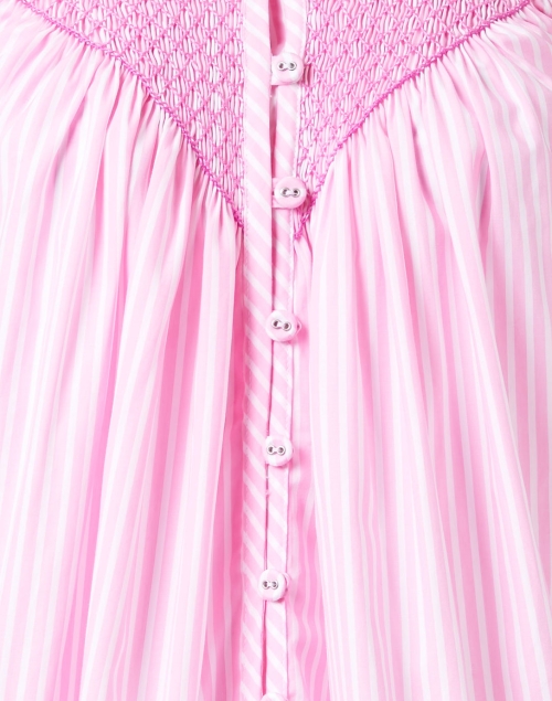Fabric image - Loretta Caponi - Milvia Pink Stripe Cotton Blouse