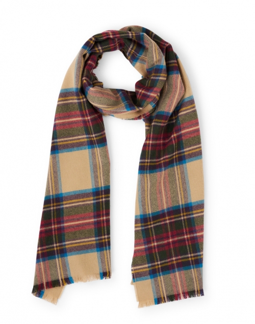 Product image - Johnstons of Elgin - Red, Blue and Beige Tartan Extra Fine Wool Scarf
