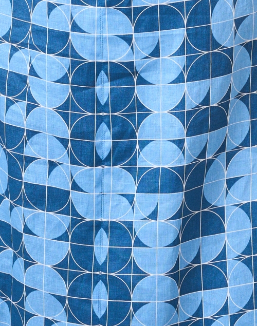 Fabric image - Max Mara Leisure - Urlo Blue Geometric Print Linen Dress