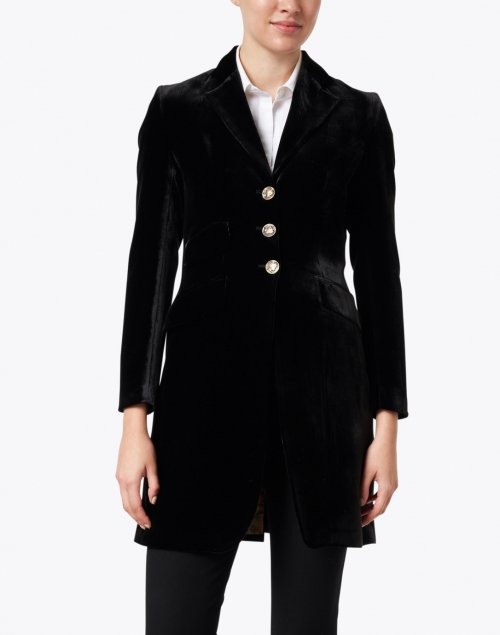 Front image - T.ba - Black Classic Velvet Coat
