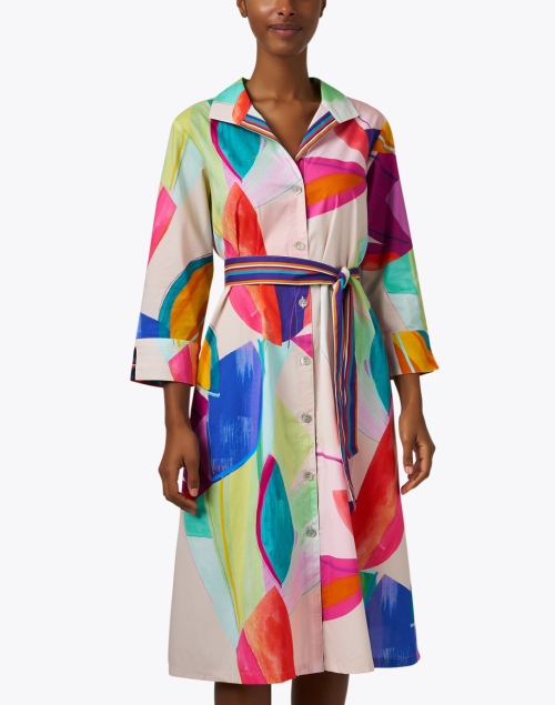 Front image - Hinson Wu - Charlie Multi Abstract Print Cotton Shirt Dress