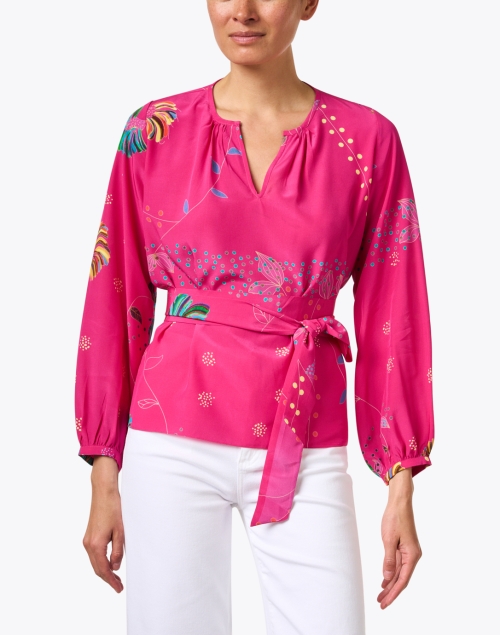 Front image - Soler - Pauline Pink Printed Silk Top